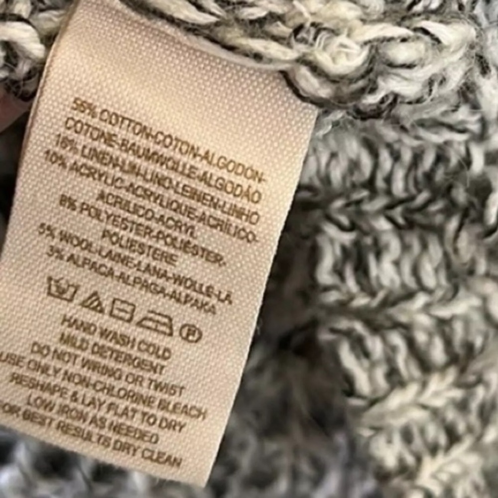 Free People Linen Wool Alpaca Blend Open Weave Marled Gray Pullover Sweater - Picture 10 of 12